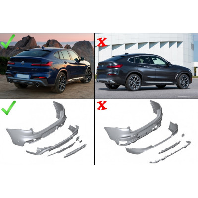 Difusor trasero con salidas de escape look M Performance para BMW X4 G02