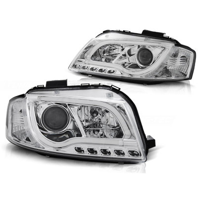 Faros delanteros Audi A3 8P Led Tubelight Cromados