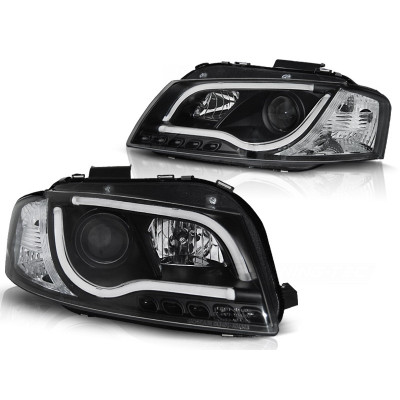 Faros delanteros Audi A3 8P Led Tubelight Negros