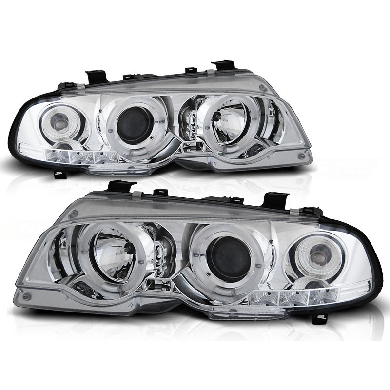 Faros Angel eyes para frentes de BMW E46 sedan fase 2 cromo