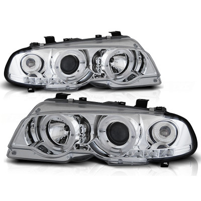 Faros Angel Eyes Cromados para BMW E46 Coupe / Cabrio