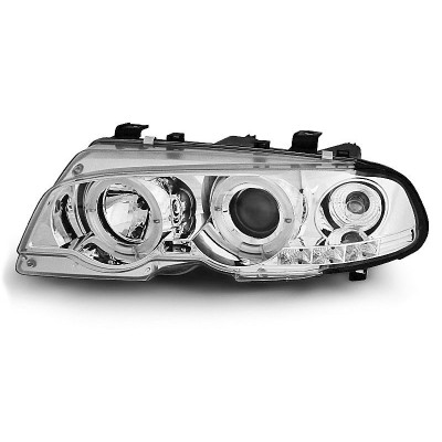 Faros Angel Eyes Cromados para BMW E46 Coupe / Cabrio