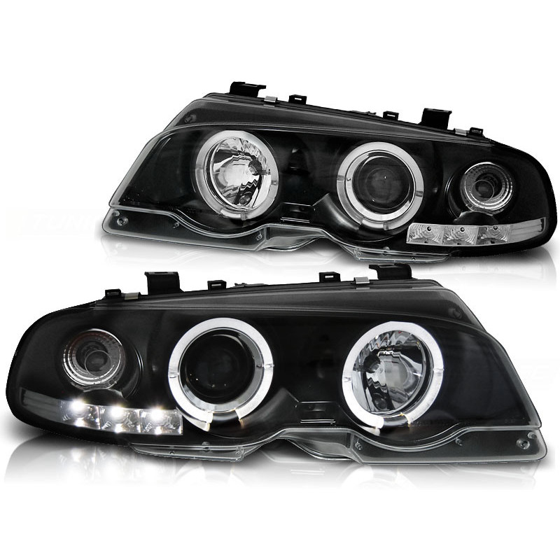 BMW e46 фары. Передние фары BMW e46 (1999-2003) Coupe Cabrio Headlights Angel Eyes Fits черные. BMW e46 светодиодные фары. Фара передний l/r e46 купе 2003. Фара бмв 3