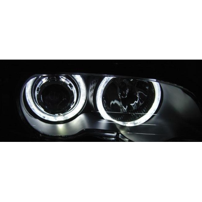 Faros Angel Eyes Led Negro para BMW E46 Coupe Cabrio