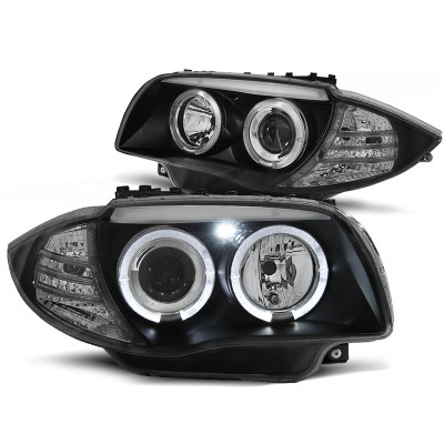 Faros delanteros Angel eyes BMW Serie 1 E81 E82 E87 E88 Fondo Negro