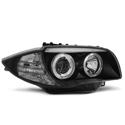 Faros delanteros Angel eyes BMW Serie 1 E81 E82 E87 E88 Fondo Negro