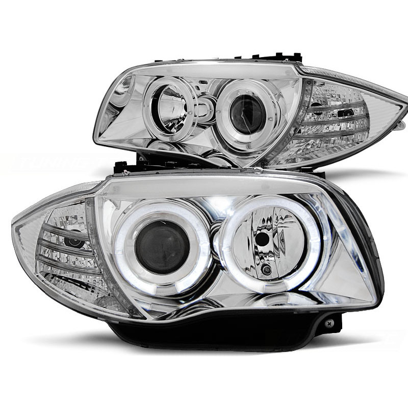 Faros delanteros Angel eyes BMW Serie 1 Cromado