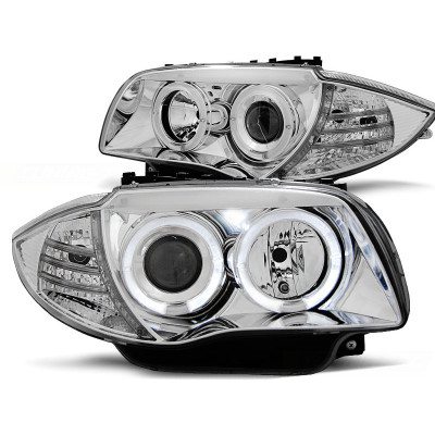 Faros delanteros Angel eyes BMW Serie 1 Fondo Cromado