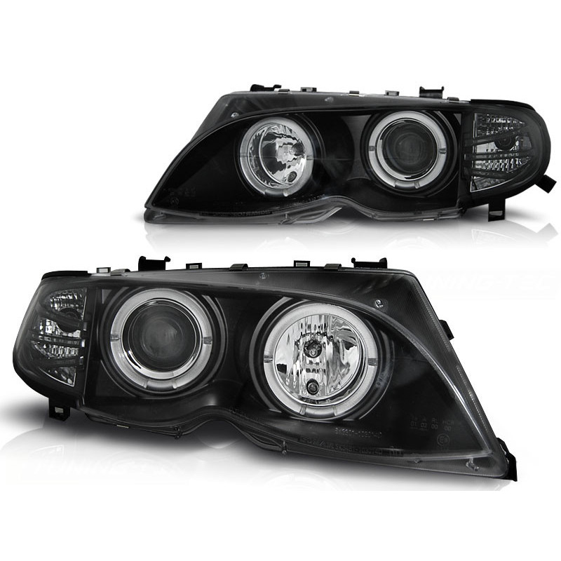 Faros ojos de angel BMW Serie 3 E46 Berlina / Touring 02-05 negro vola