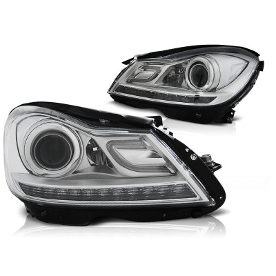 Faros delanteros Mercedes Clase C W204 tipo xenon Cromados