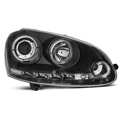 Faros delanteros Angel Eyes Volkswagen Golf 5 V Fondo Negro