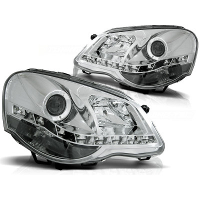 Faros delanteros Volkswagen Polo 9N3 2005-2009 Cromados
