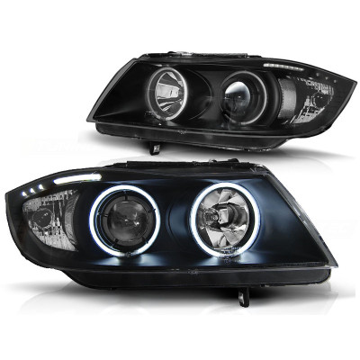 Faros delanteros BMW Serie 3 E90 Angel Eyes CCFL Negros