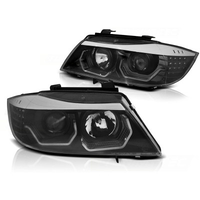 Faros Angel Eyes LED 3D BMW E90 E91 Fondo Negro