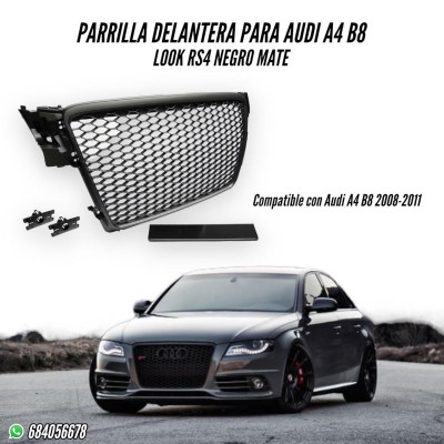 Parrilla delantera Audi A4 B8 Look RS4 Negra Mate