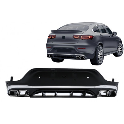 Difusor trasero Mercedes GLC Coupe Facelift C253 look 63 AMG Salidas Cromadas