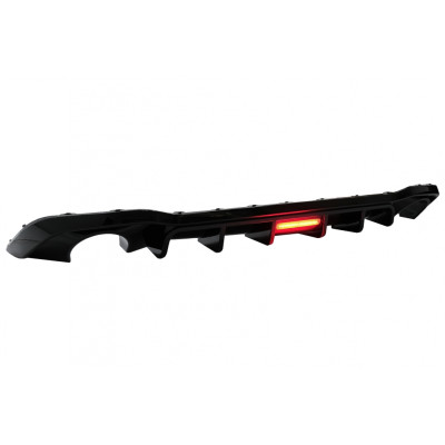 Difusor trasero para VW Golf 8 MK8 Negro Brillo con Luz de Freno Led