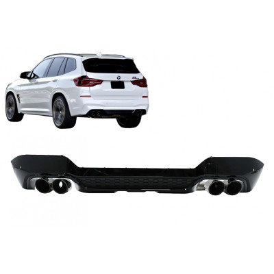 Difusor trasero con Salidas de escape para BMW X3 G01 Look M Negro Brillo