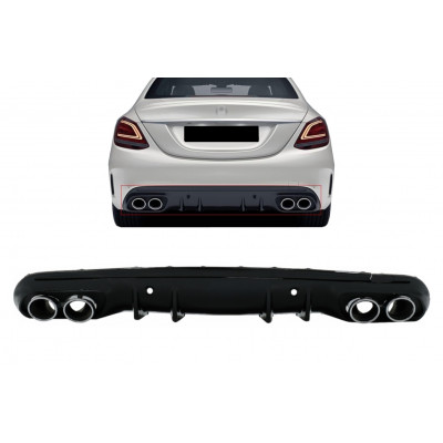 Difusor trasero para Mercedes Clase C W205 look C43 AMG Salidas Cromadas