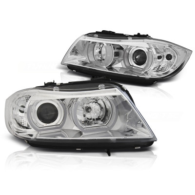 Faros Xenon Angel eyes Led para BMW Serie 3 E90 E91 Cromados