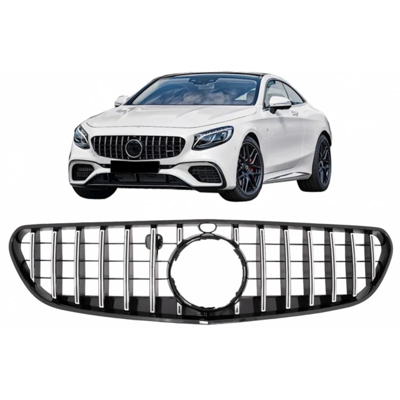 Parrilla Delantera Mercedes Clase S 2007-2009 – Cromo Y Negro, Fácil Instalación