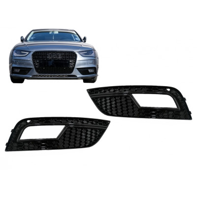 Rejillas antinieblas para Audi A4 B8 2012-2016 look RS4 Negro Brillo