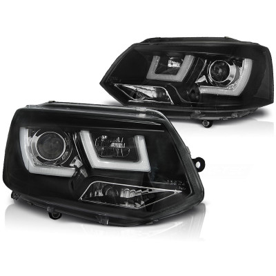 Faros delanteros Volkswagen Transporter T5 2010-2015 Tube Light Fondo Negro