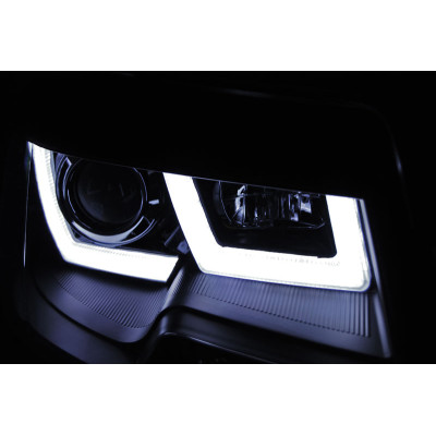 Faros delanteros Volkswagen Transporter T5 2010-2015 Tube Light Fondo Negro