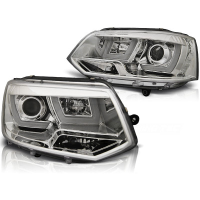 Faros delanteros Volkswagen Transporter T5 2010-2015 Tube Light Fondo Cromado