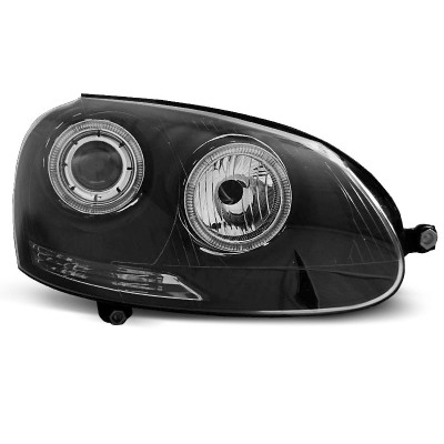 Faros delanteros Angel Eyes Amarillos para Volkswagen Golf 5 V Fondo Negro