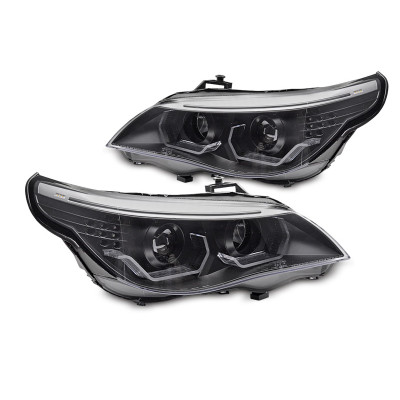 Faros Angel Eyes LED 3D Negros para BMW Serie 5 E60 E61 2003-2007