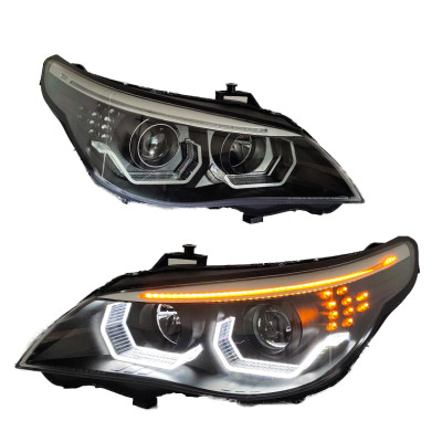 Faros Angel Eyes LED 3D Negros para BMW Serie 5 E60 E61 2003-2007