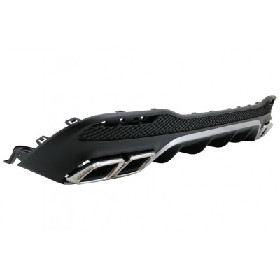 Difusor Trasero para Mercedes GLE W166 SUV AMG 2015–2018 con Salidas de Escape Cromadas