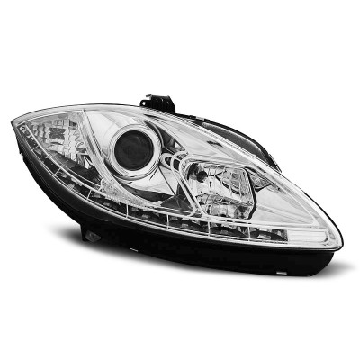 Faros delanteros para Seat Leon 09-12 con Luz diurna Fondo Cromado