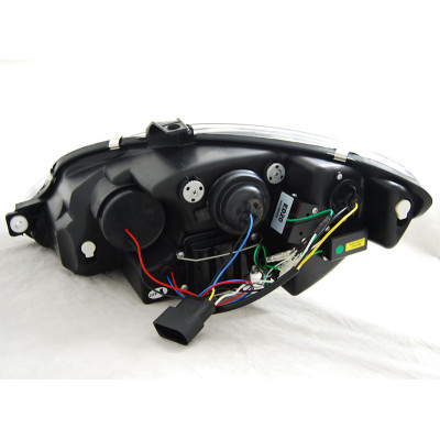 Faros delanteros para Seat Leon 09-12 con Luz diurna Fondo Cromado