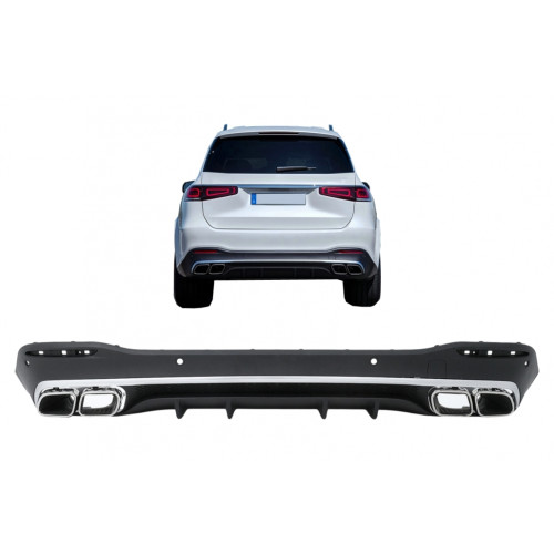 Difusor trasero con Salidas de escape para Mercedes GLS X167 2019-2024 look GLS 63 AMG