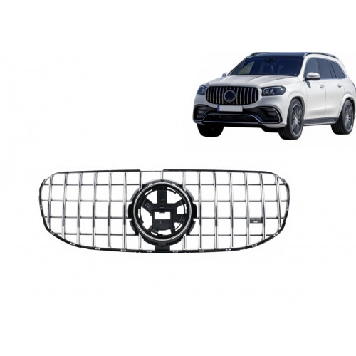 Parrilla Rejilla para Mercedes GLS SUV X167 2019-2023 look GT-R Panamericana Cromada