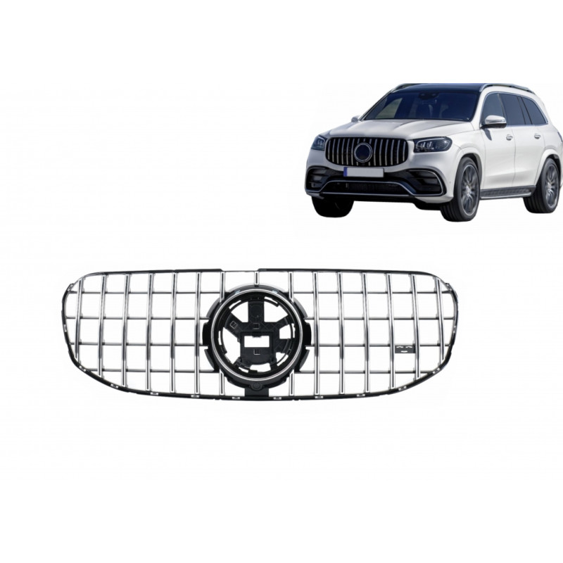 Parrilla Rejilla para Mercedes GLS SUV X167 2019-2023 look GT-R Panamericana Cromada