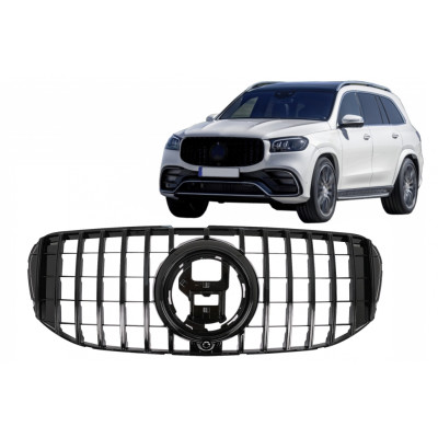 Parrilla Rejilla para Mercedes GLS SUV X167 2019-2023 look GT-R Panamericana Negra