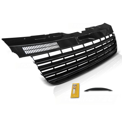 Parrilla Delantera para Volkswagen Transporter T5 2003-2009 Negra Brillo