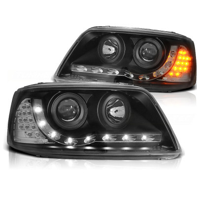 Faros Daylight Negros para Volkswagen Transporter T5 2003–2009