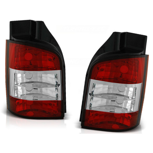 Pilotos Traseros Rojo Transparente para Volkswagen Transporter T5 2003–2009 con Porton Abatible