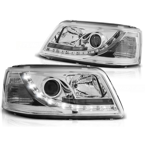Faros con luz diurna Cromados para Volkswagen T5 2003–2009