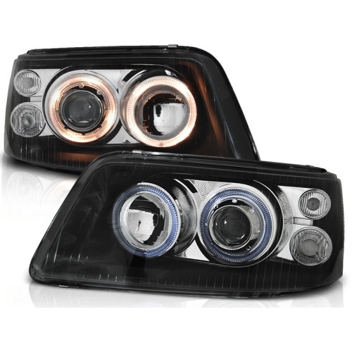 Faros delanteros Angel Eyes Negros para Volkswagen T5 2003–2009