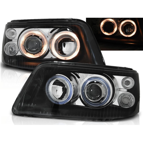 Faros delanteros Angel Eyes Negros para Volkswagen T5 2003–2009