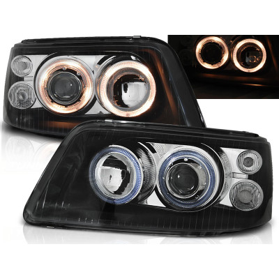 Faros delanteros Angel Eyes Negros para Volkswagen T5 2003–2009
