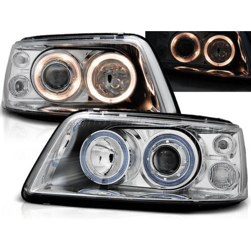 Faros Angel Eyes Cromados para Volkswagen T5 2003–2009