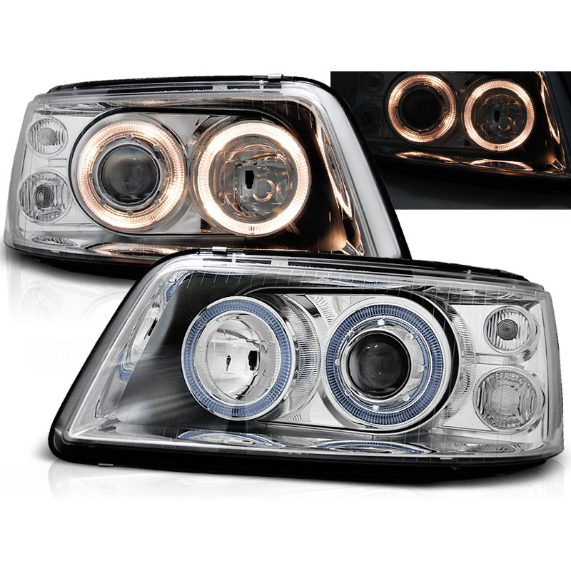 Faros Angel Eyes Cromados para Volkswagen T5 2003–2009