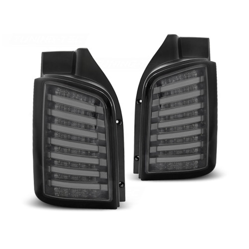 Set Pilotos traseros Full LED Negro Transparente para Volkswagen Transporter T5 2003-2015 Porton Abatible