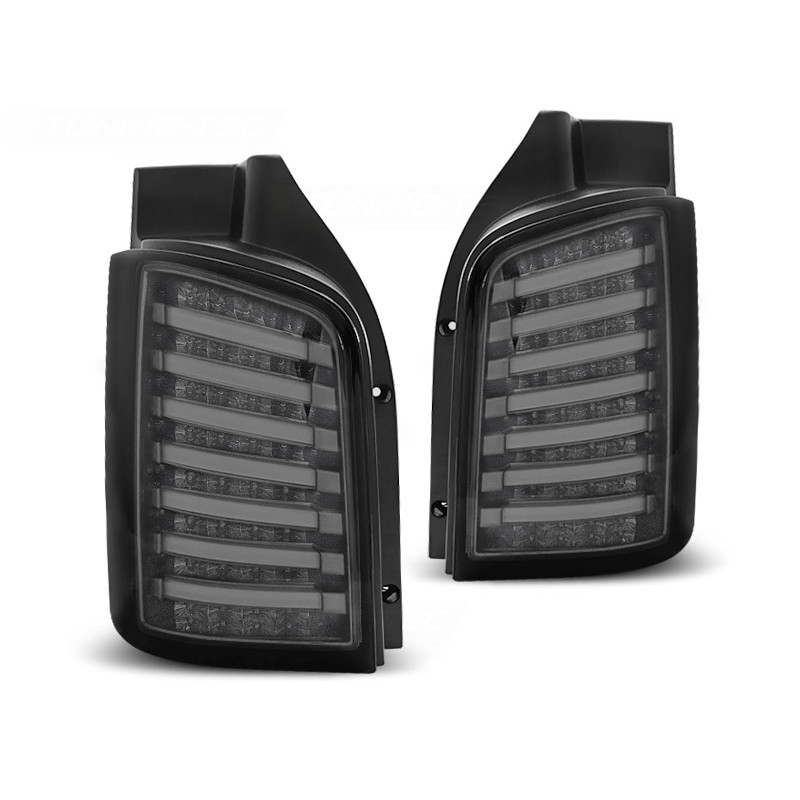 Set Pilotos traseros Full LED Negro Transparente para Volkswagen Transporter T5 2003-2015 Porton Abatible